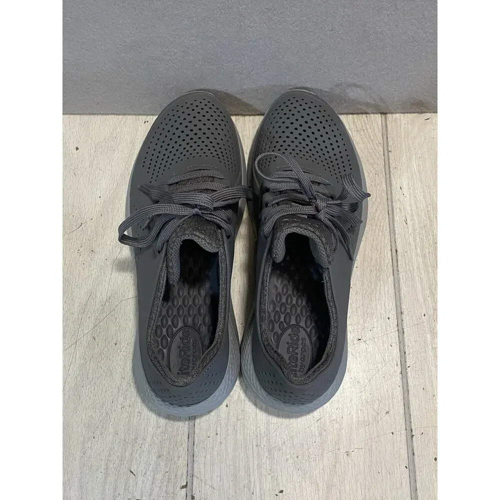 Crocs 204967 LiteRide Pacer Mens Gray WP Lace Up Comfort Sneaker Size 8